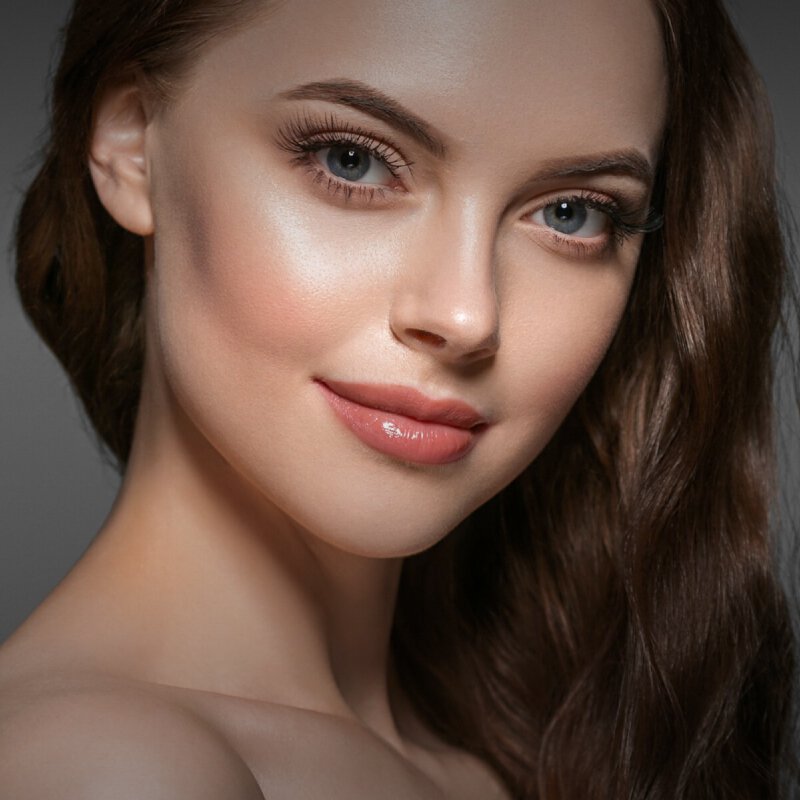 Beverly Hills facial fat transfer model with brown hair